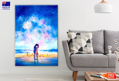 Couple and City Watercolor Painting Print 100% Australian Made