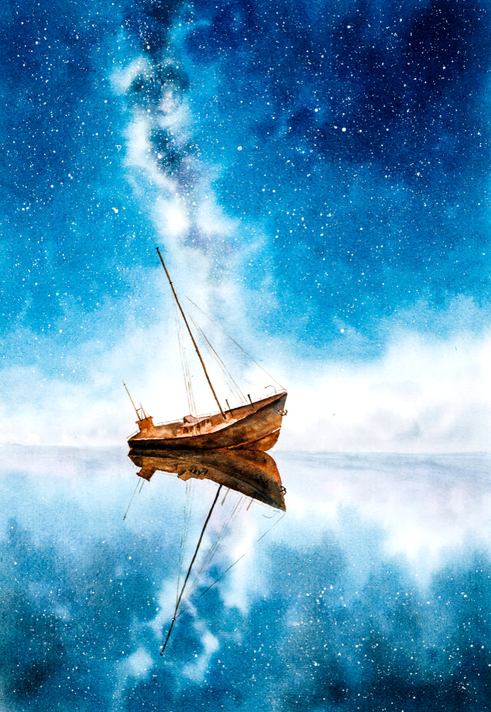 Boat & Sky Abstract Painting Home Decor Premium Quality Poster Print Choose Your Sizes