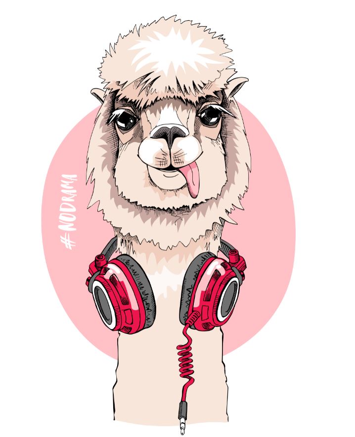 Stylish Llama with Headphone Painting Print 100% Australian Made