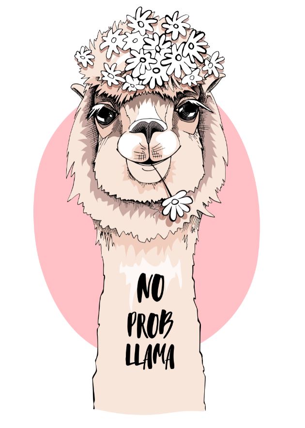 Llama with Floral Headdress Painting Print 100% Australian Made