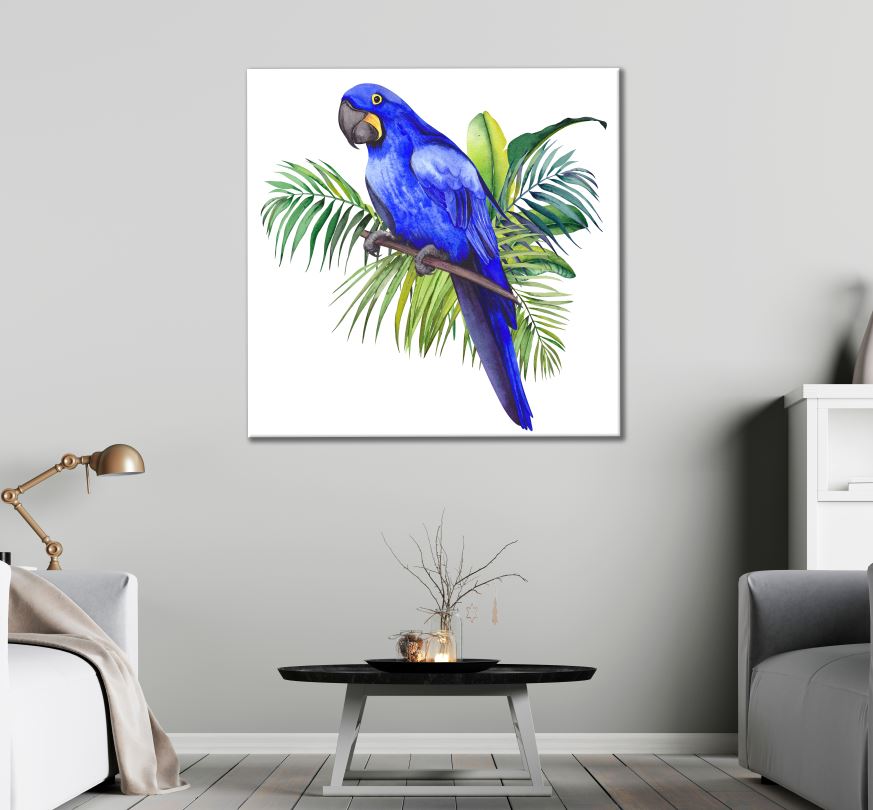 Square Canvas Birds & Leaves Watercolor Painting High Quality Print 100% Australian Made