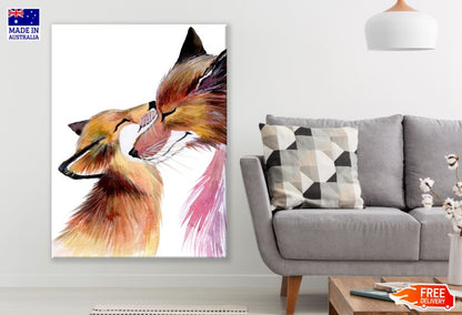 Fox & Cub Watercolor Painting Print 100% Australian Made