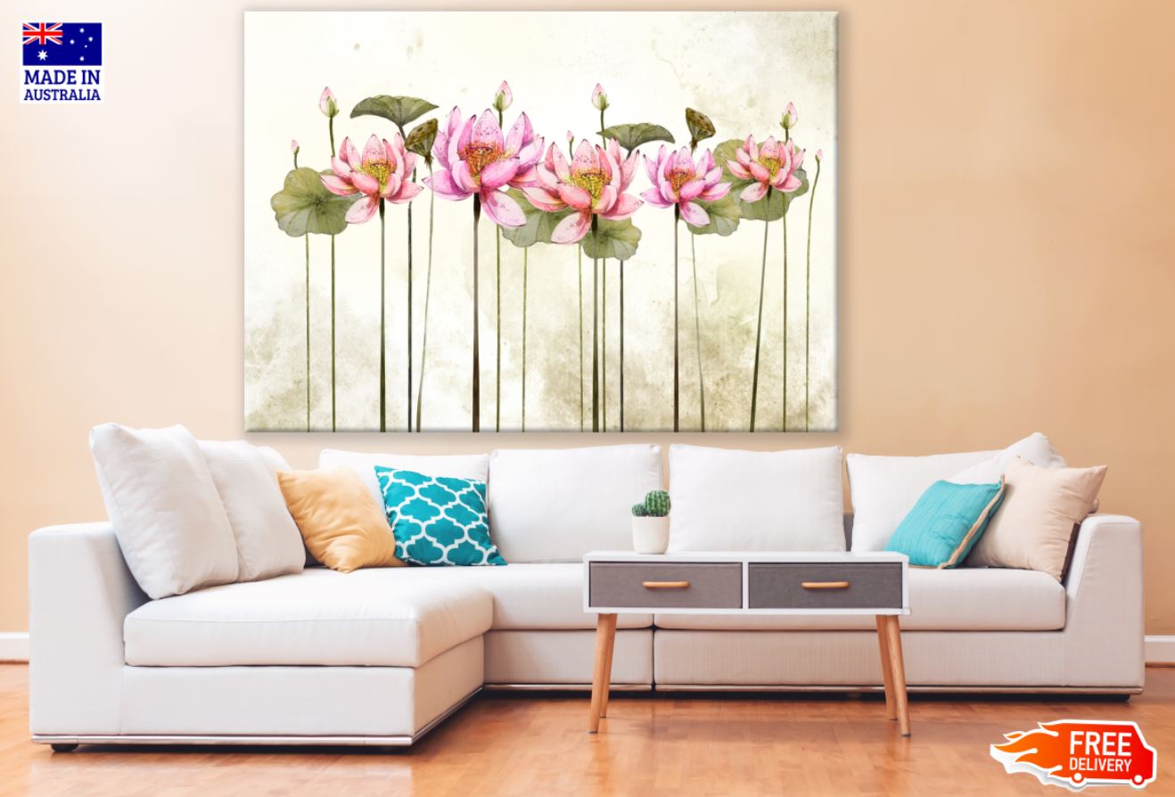 Lotus Flowers Watercolor Painting Print 100% Australian Made