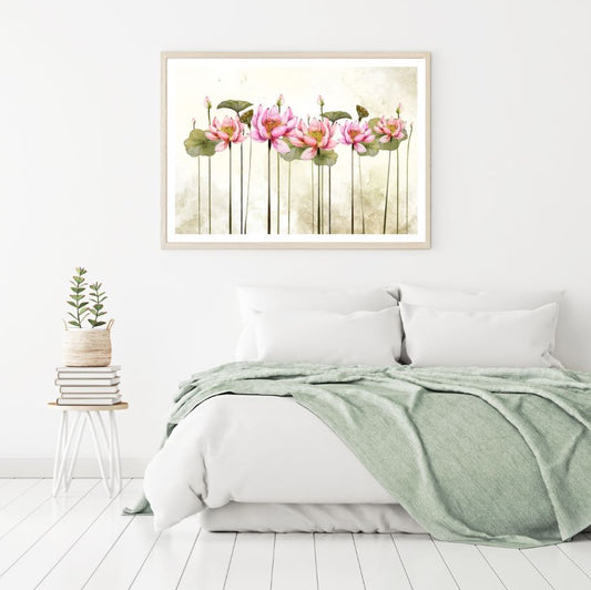 Lotus Flowers Watercolor Painting Home Decor Premium Quality Poster Print Choose Your Sizes