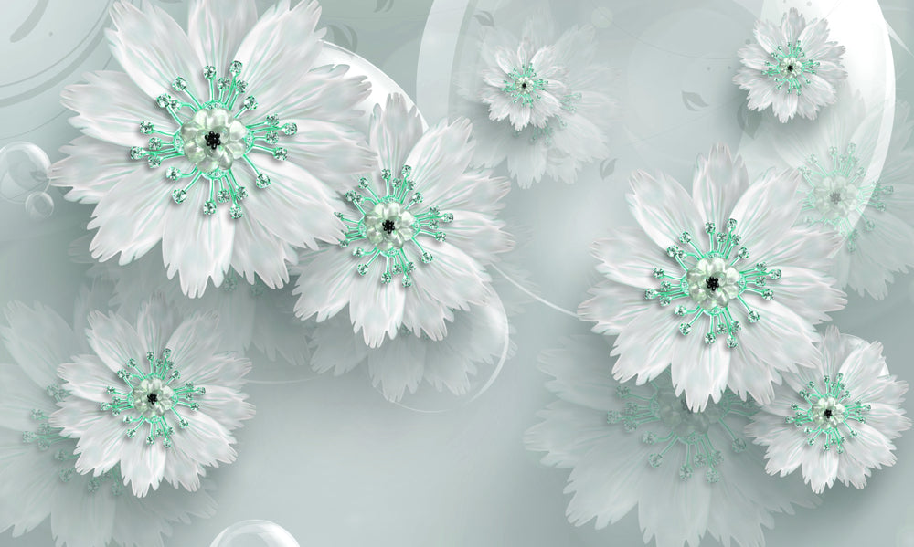 Green & Whiite Floral 3D Design Home Decor Premium Quality Poster Print Choose Your Sizes