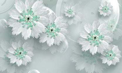 Green & Whiite Floral 3D Design Home Decor Premium Quality Poster Print Choose Your Sizes