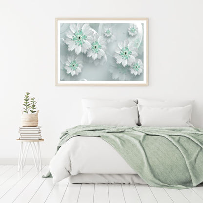 Green & Whiite Floral 3D Design Home Decor Premium Quality Poster Print Choose Your Sizes