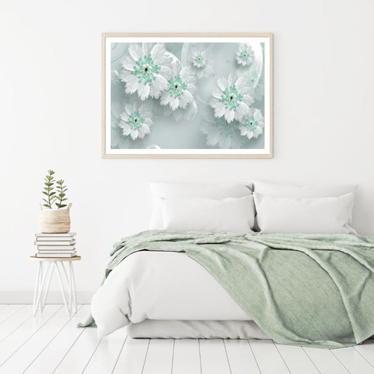 Green & Whiite Floral 3D Design Home Decor Premium Quality Poster Print Choose Your Sizes