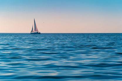 Boat Sailing on Sea Photograph Home Decor Premium Quality Poster Print Choose Your Sizes