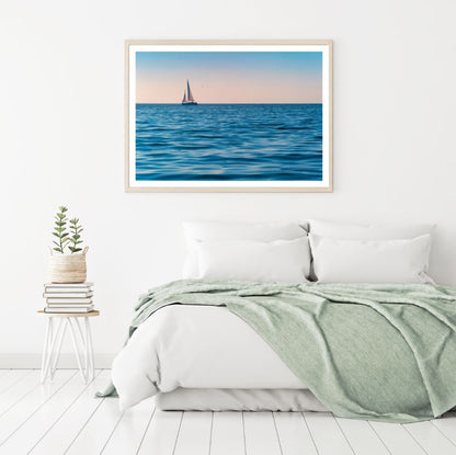 Boat Sailing on Sea Photograph Home Decor Premium Quality Poster Print Choose Your Sizes
