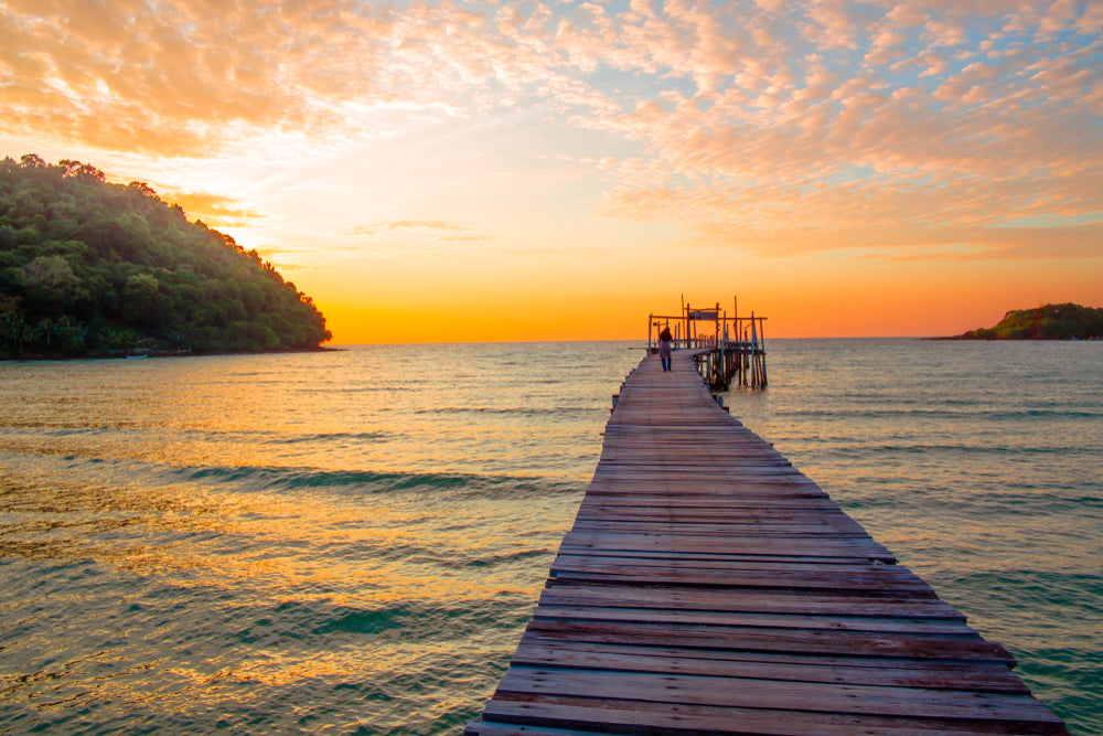 Stunning Beach with Wooden Pier Photograph Print 100% Australian Made