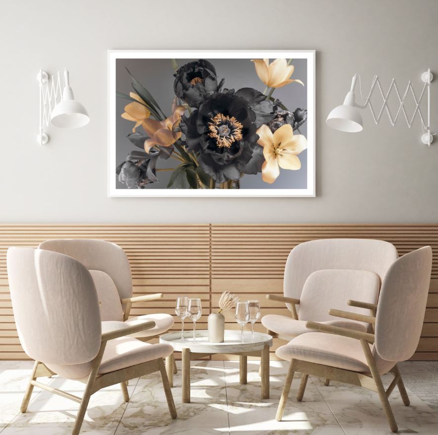 Black & Gold 3D Floral Design Home Decor Premium Quality Poster Print Choose Your Sizes