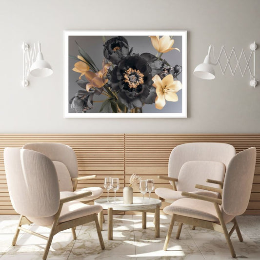 Black & Gold Flowers Photograph Home Decor Premium Quality Poster Print Choose Your Sizes