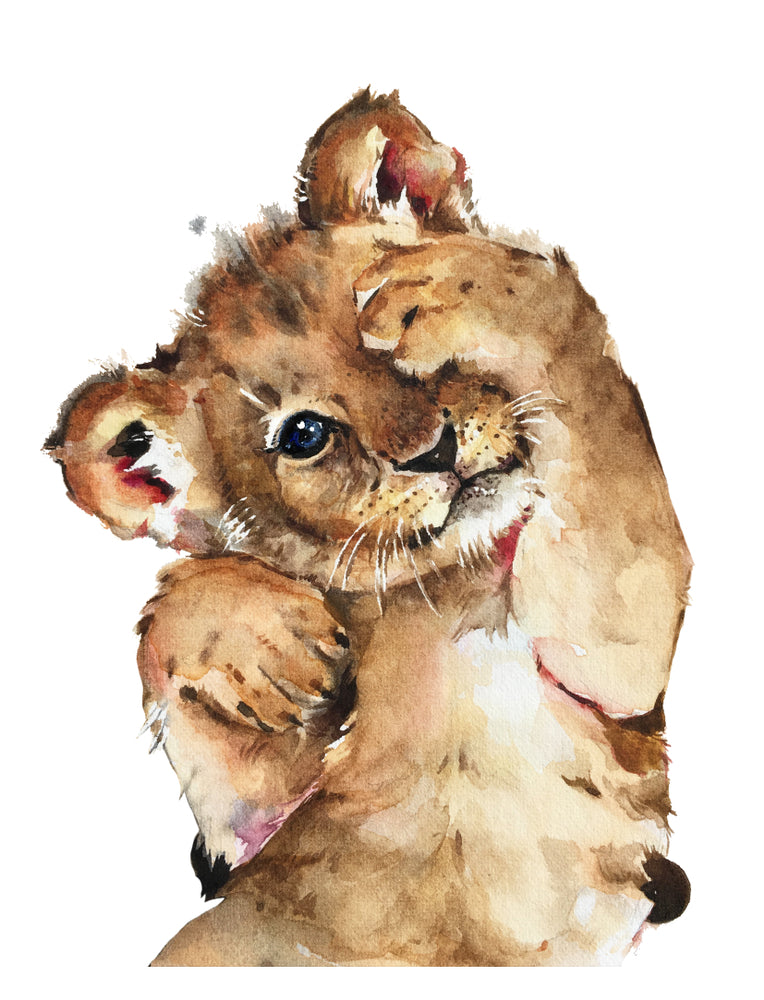 Lion Cub Watercolor Painting Print 100% Australian Made