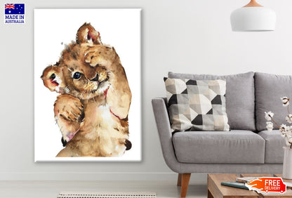 Lion Cub Watercolor Painting Print 100% Australian Made