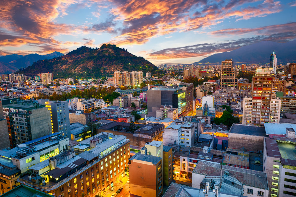 Santiago de Chile Downtown after Sunset, Chile Photograph Print 100% Australian Made