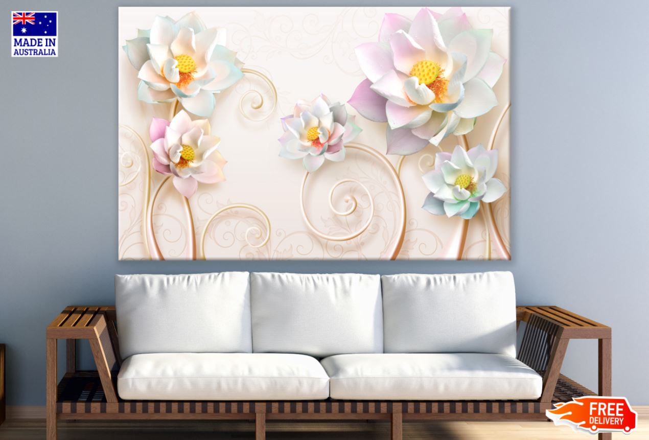 Lotus Flowers 3D Design Print 100% Australian Made