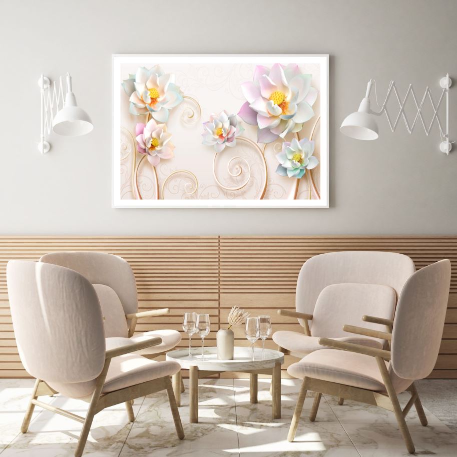 Lotus Flowers 3D Design Home Decor Premium Quality Poster Print Choose Your Sizes