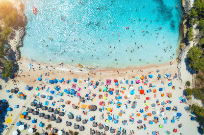 Sea with Tourists Aerial View Home Decor Premium Quality Poster Print Choose Your Sizes