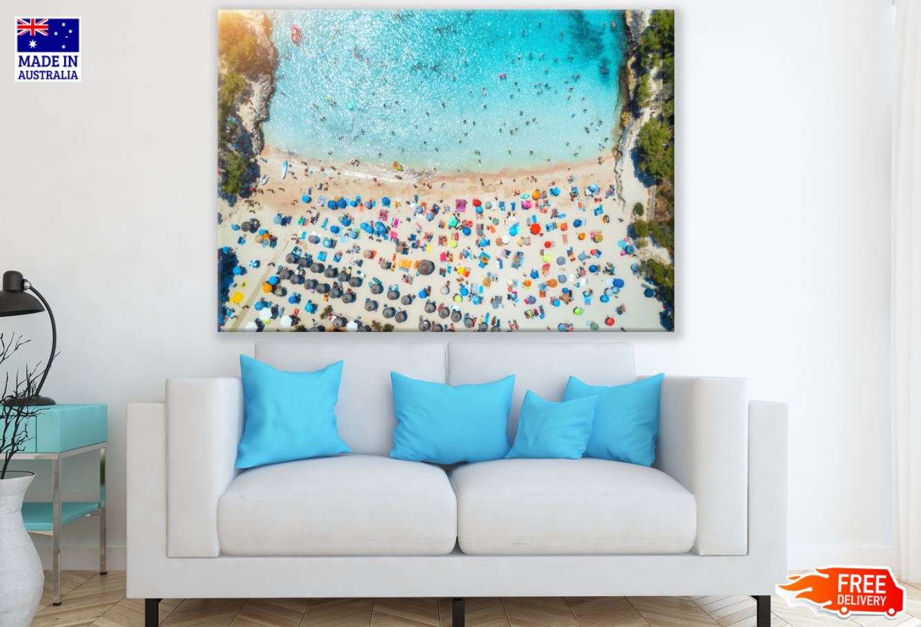 Sea with Tourists Aerial View Print 100% Australian Made