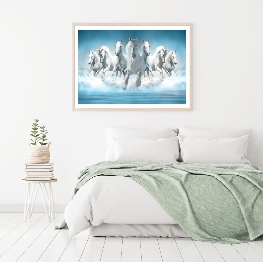 Horses Running on Water View Home Decor Premium Quality Poster Print Choose Your Sizes