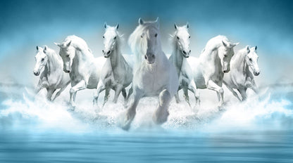 Horses Running on Water View Home Decor Premium Quality Poster Print Choose Your Sizes