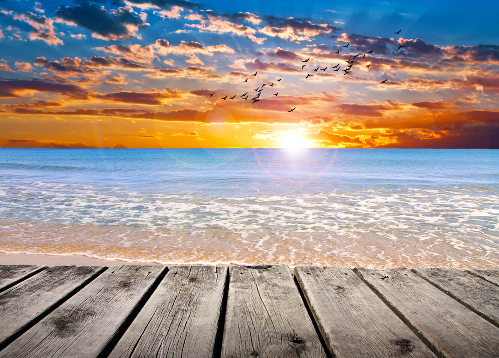 Wooden Pier Over Sea Sunset View Home Decor Premium Quality Poster Print Choose Your Sizes