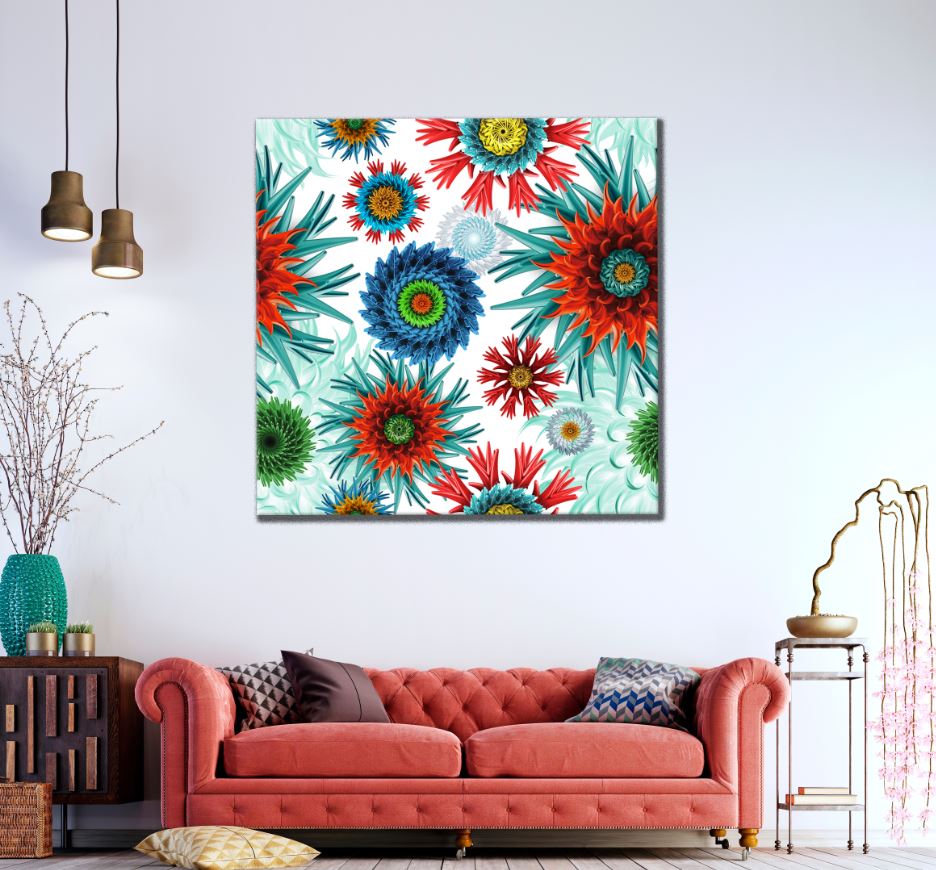 Square Canvas Colorful Flowers Closeup High Quality Print 100% Australian Made