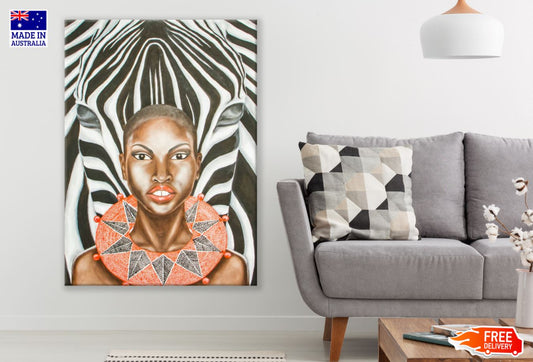 Zebra & Girl Portrait Watercolor Print 100% Australian Made