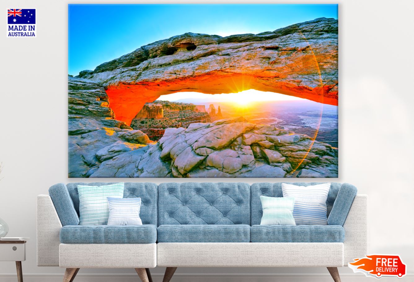 Rock Caves & Sunset Scenery View Print 100% Australian Made
