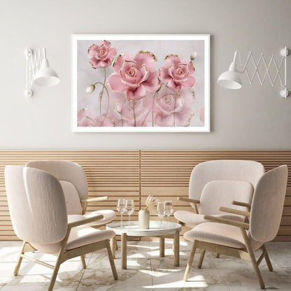 Pink & Gold 3D Floral Design Home Decor Premium Quality Poster Print Choose Your Sizes