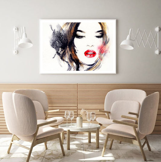 Girl Portrait Watercolor Painting Home Decor Premium Quality Poster Print Choose Your Sizes