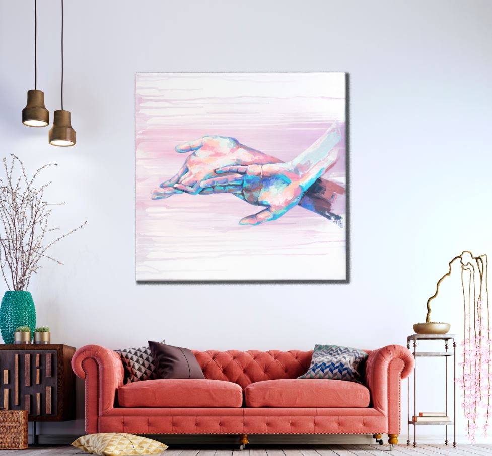 Square Canvas Colorful Abstract Hands Art High Quality Print 100% Australian Made