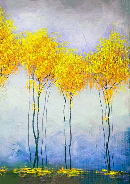 Yellow Trees Watercolor Painting Print 100% Australian Made