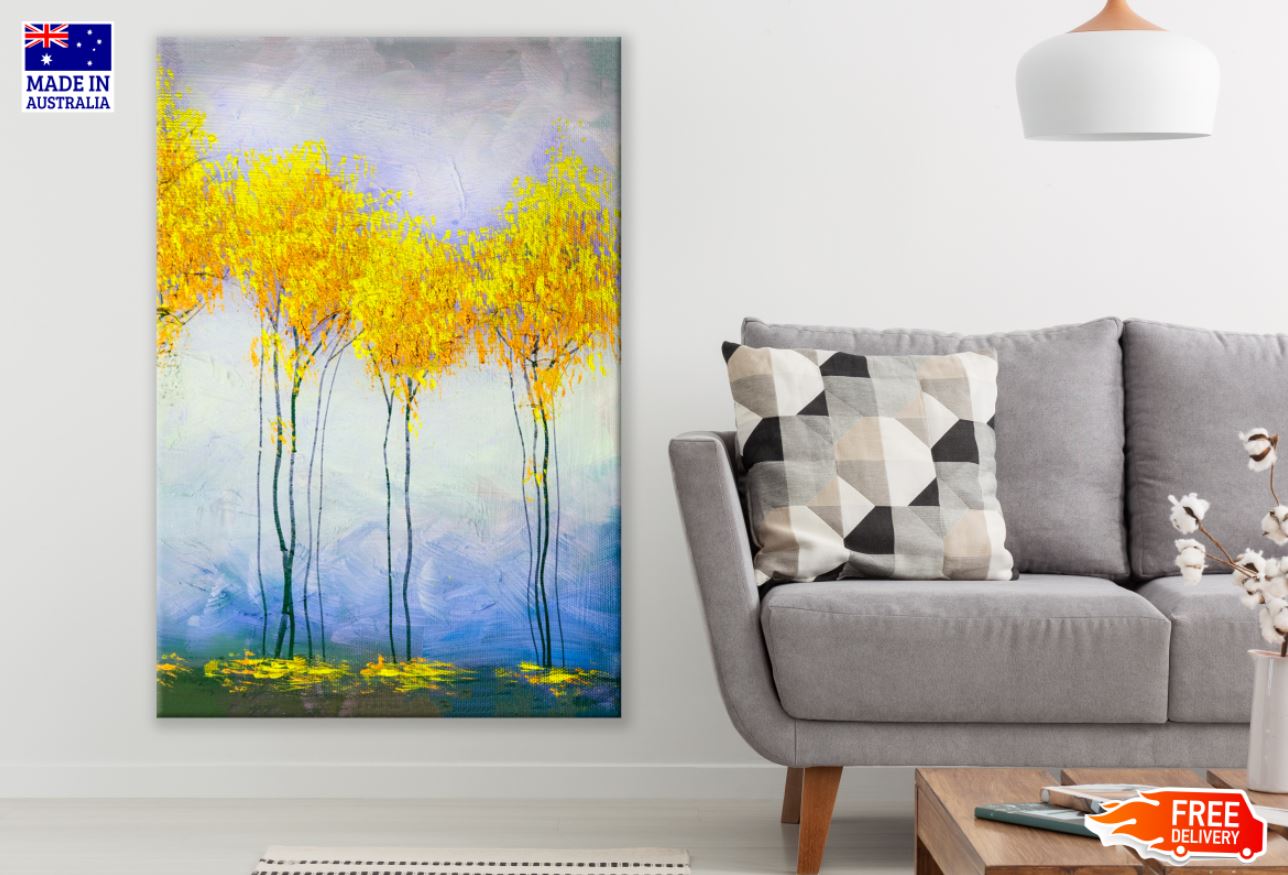 Yellow Trees Watercolor Painting Print 100% Australian Made