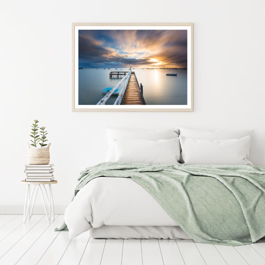 Wooden Pier Over Sea Photograph Home Decor Premium Quality Poster Print Choose Your Sizes