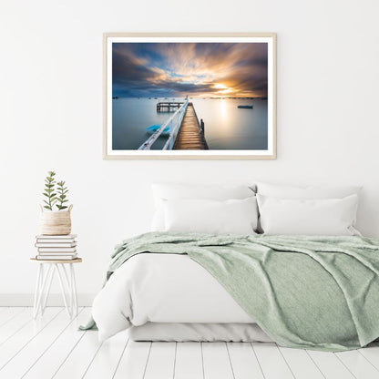 Wooden Pier Over Sea Photograph Home Decor Premium Quality Poster Print Choose Your Sizes