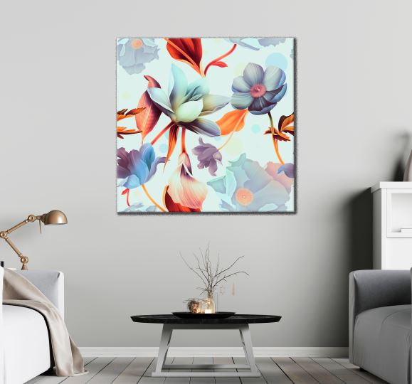 Square Canvas Flowers & Leaves Watercolor Painting High Quality Print 100% Australian Made