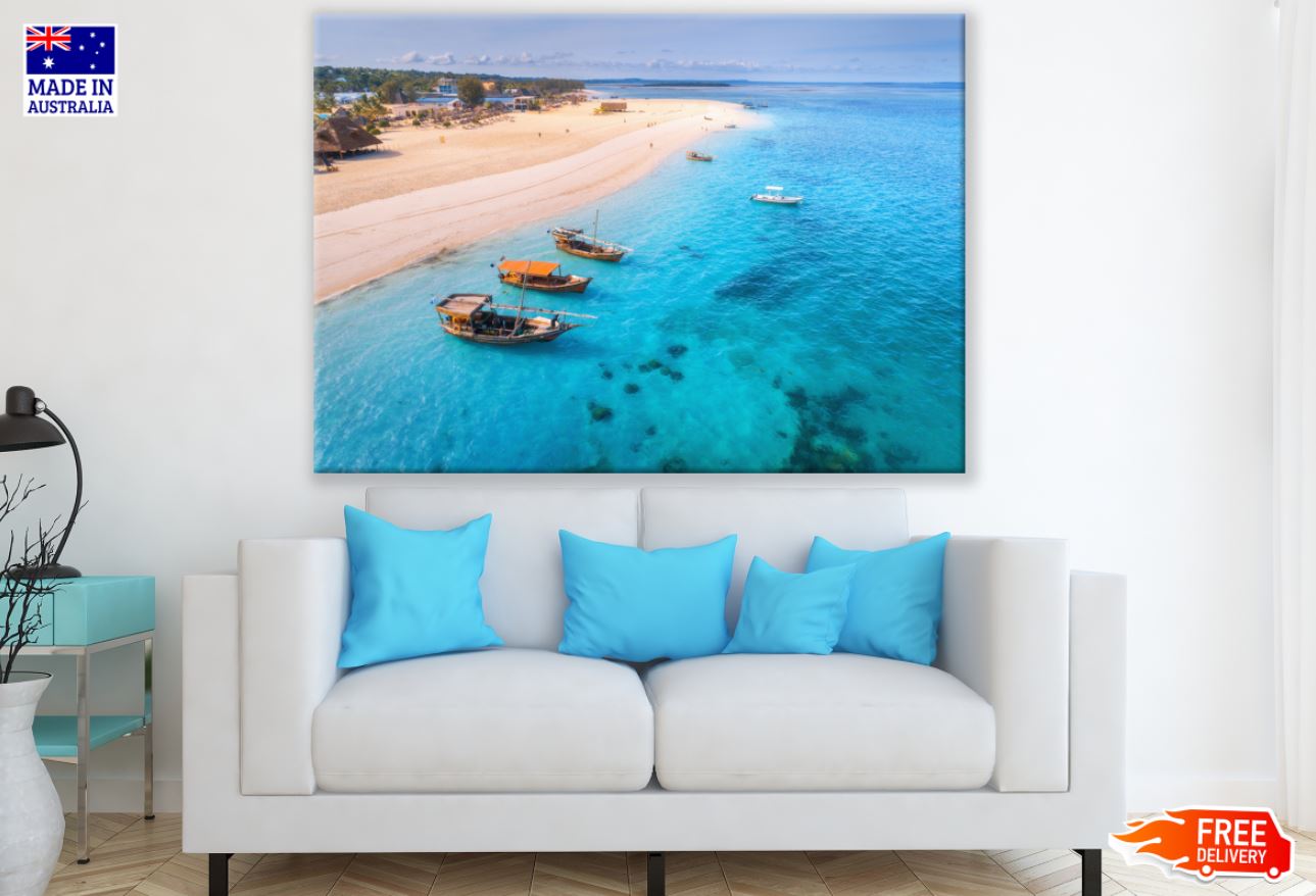 Boats on Stunning Sea Photograph Print 100% Australian Made