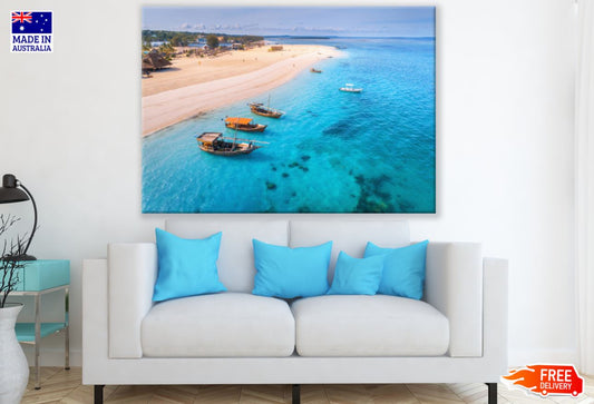 Boats on Stunning Sea Photograph Print 100% Australian Made