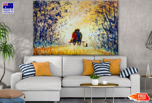 Couple in a Park Oil Painting Print 100% Australian Made