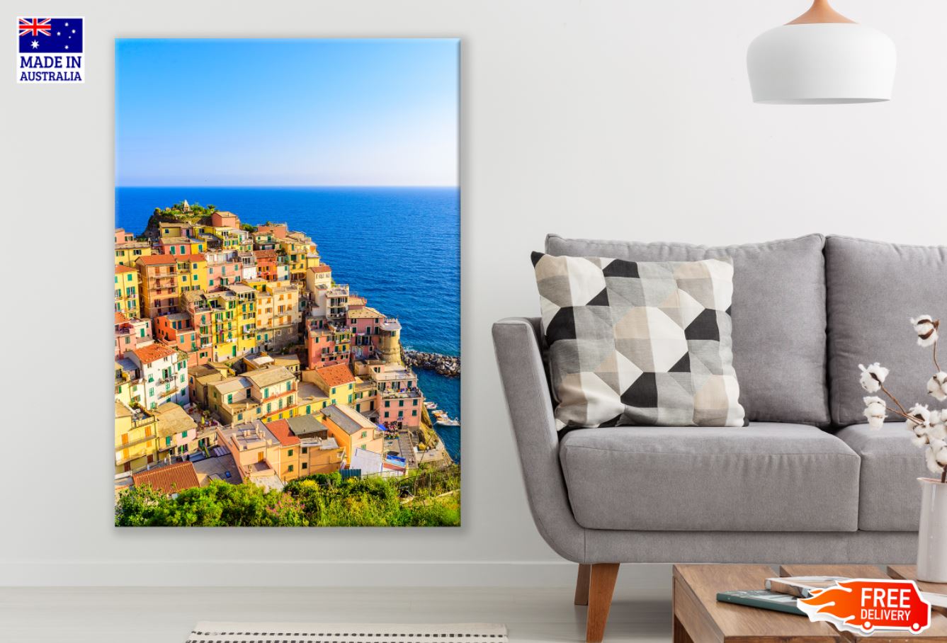 Houses Near Sea Scenery View Print 100% Australian Made
