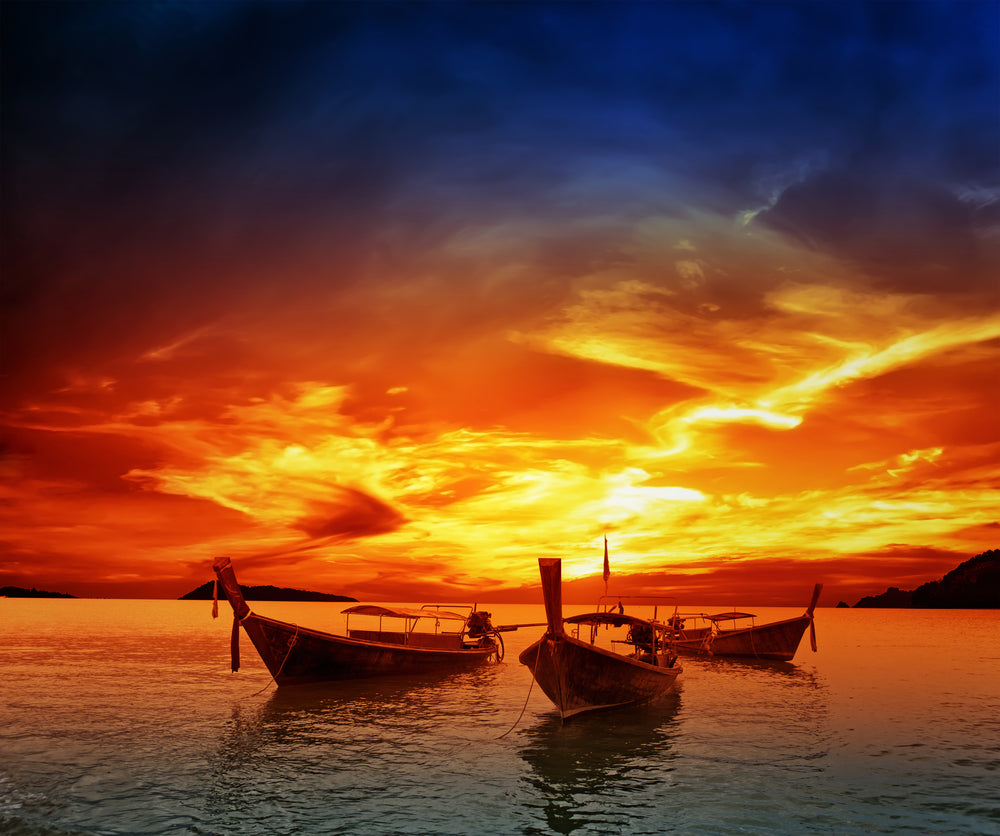Boats on Sea Sunset Photograph Print 100% Australian Made