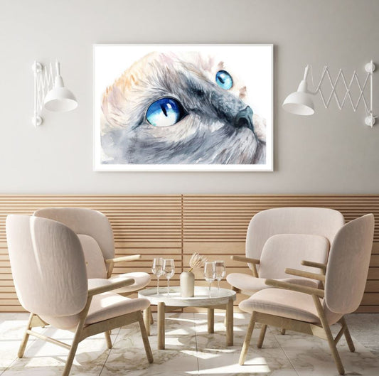 Cat Portrait Watercolor Painting Home Decor Premium Quality Poster Print Choose Your Sizes