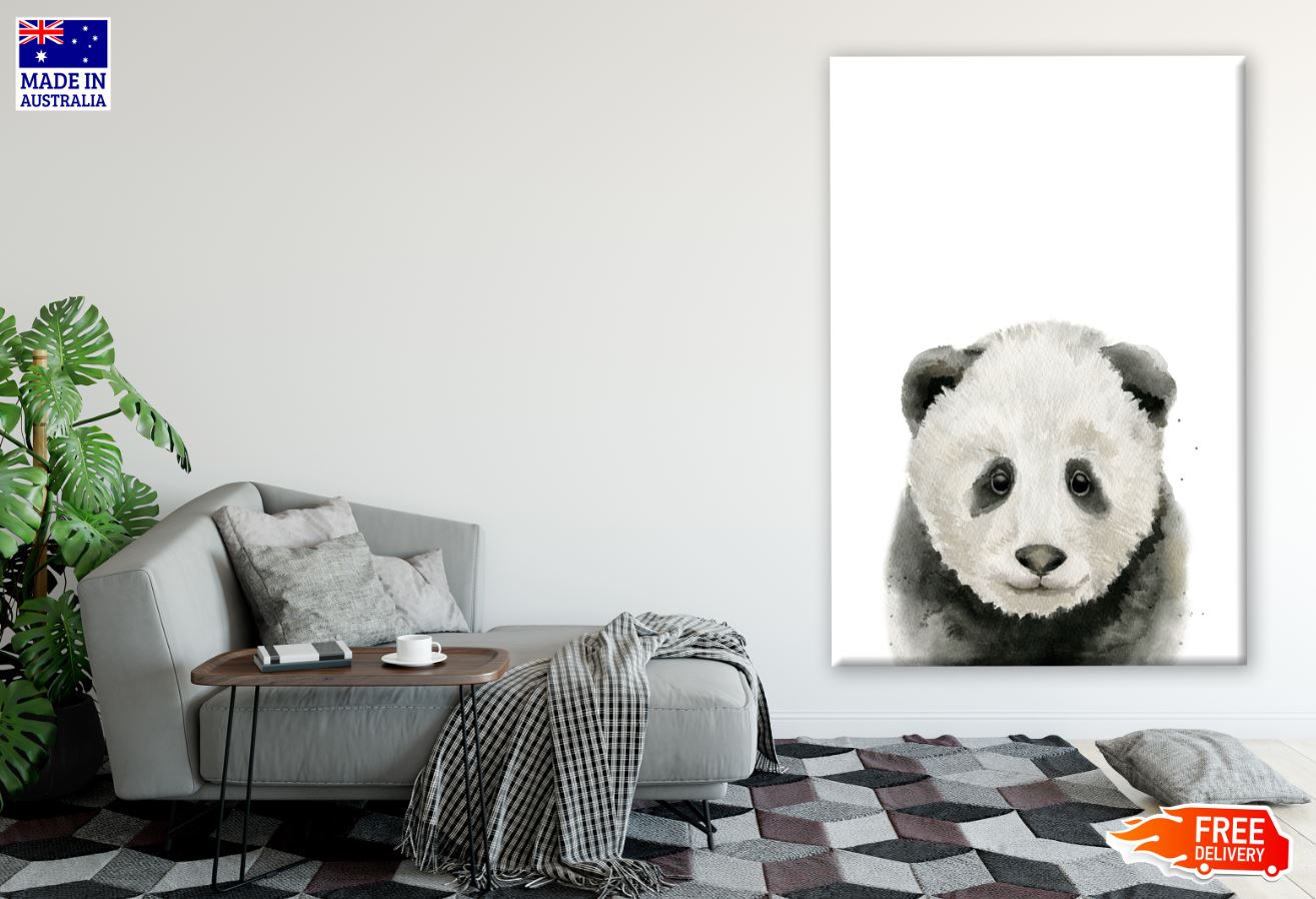 Panda Face Watercolor Painting Print 100% Australian Made