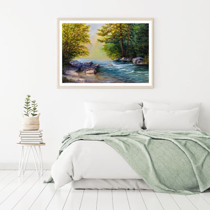 River in Forest Oil Painting Home Decor Premium Quality Poster Print Choose Your Sizes
