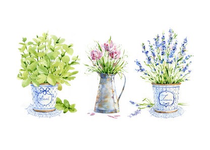 Colorful Flower Vase Watercolor Print 100% Australian Made
