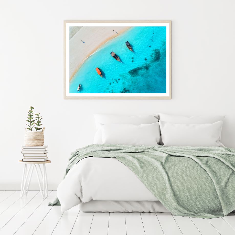 Boats on Stunning Sea Photograph Home Decor Premium Quality Poster Print Choose Your Sizes