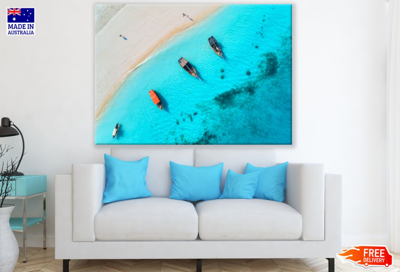 Boats on Stunning Sea Photograph Print 100% Australian Made