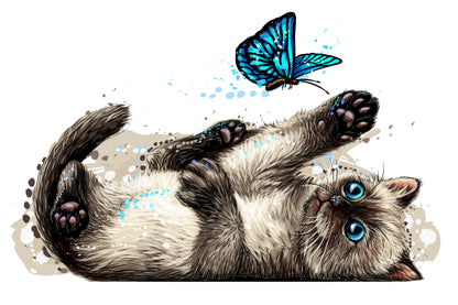 Kitten & Butterfly Painting Home Decor Premium Quality Poster Print Choose Your Sizes